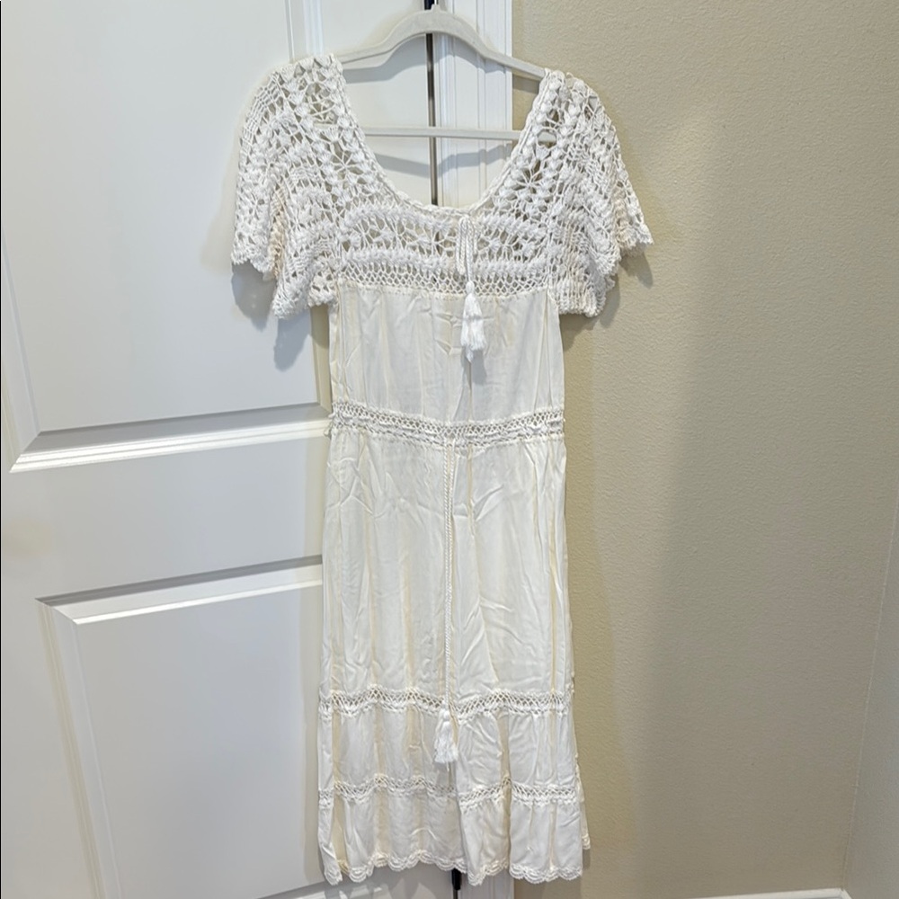 Cleobella White Crochet Midi Dress